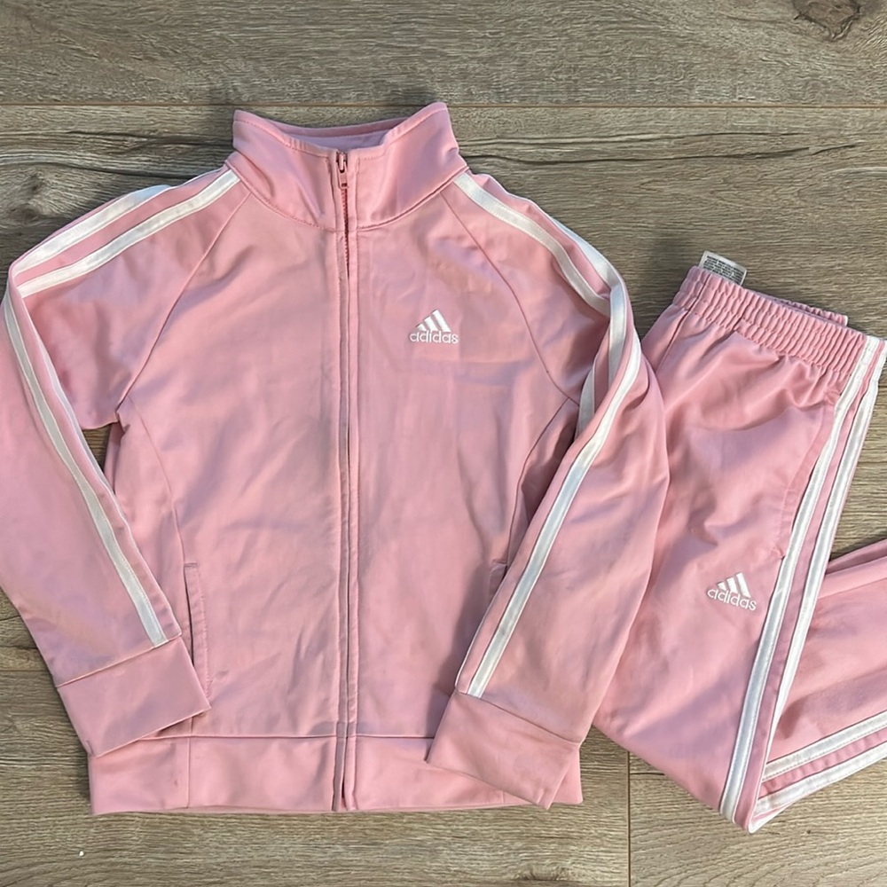 Pink girls Adidas track suit set
